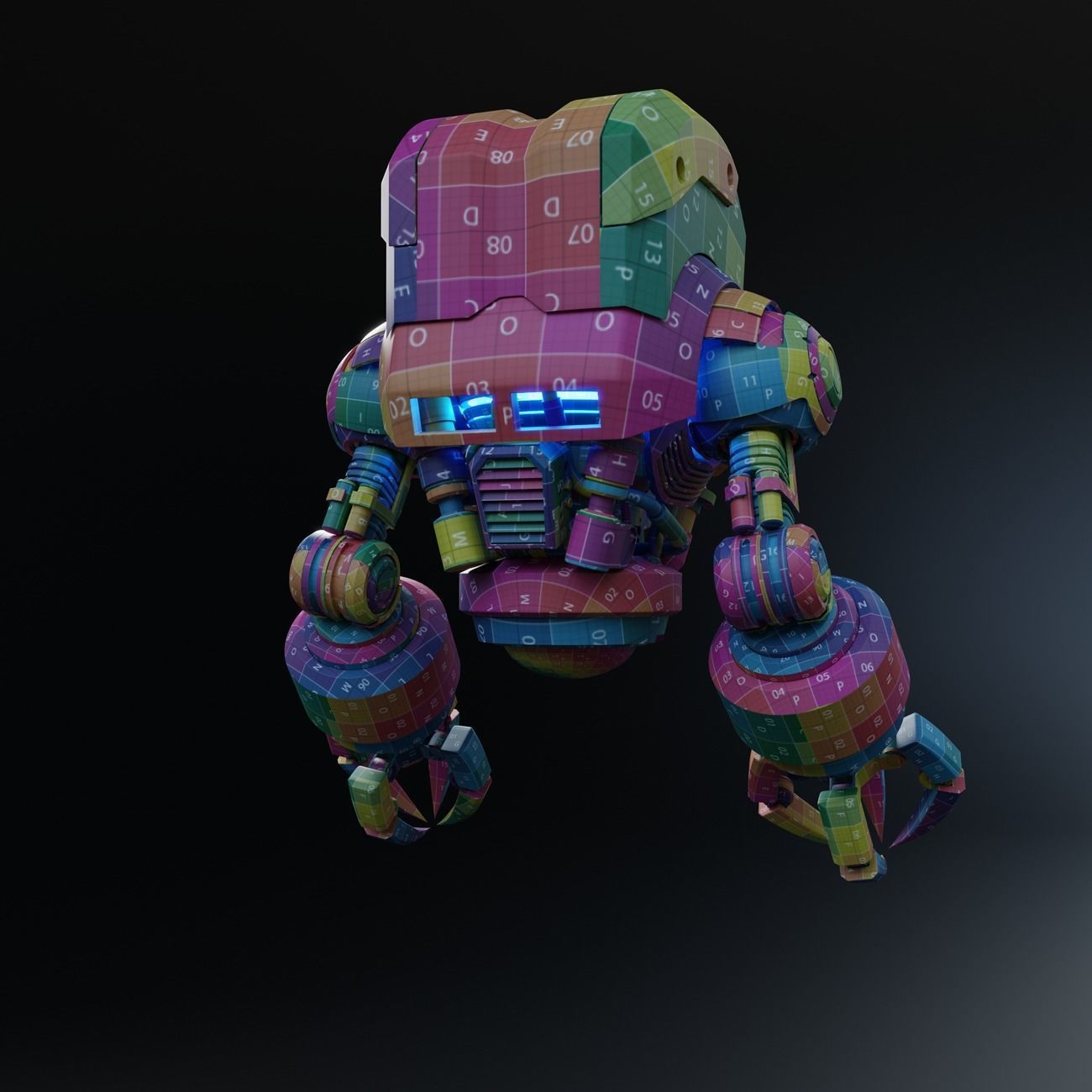Cute Space Robot Rigged G-58 Blue 3D model_9