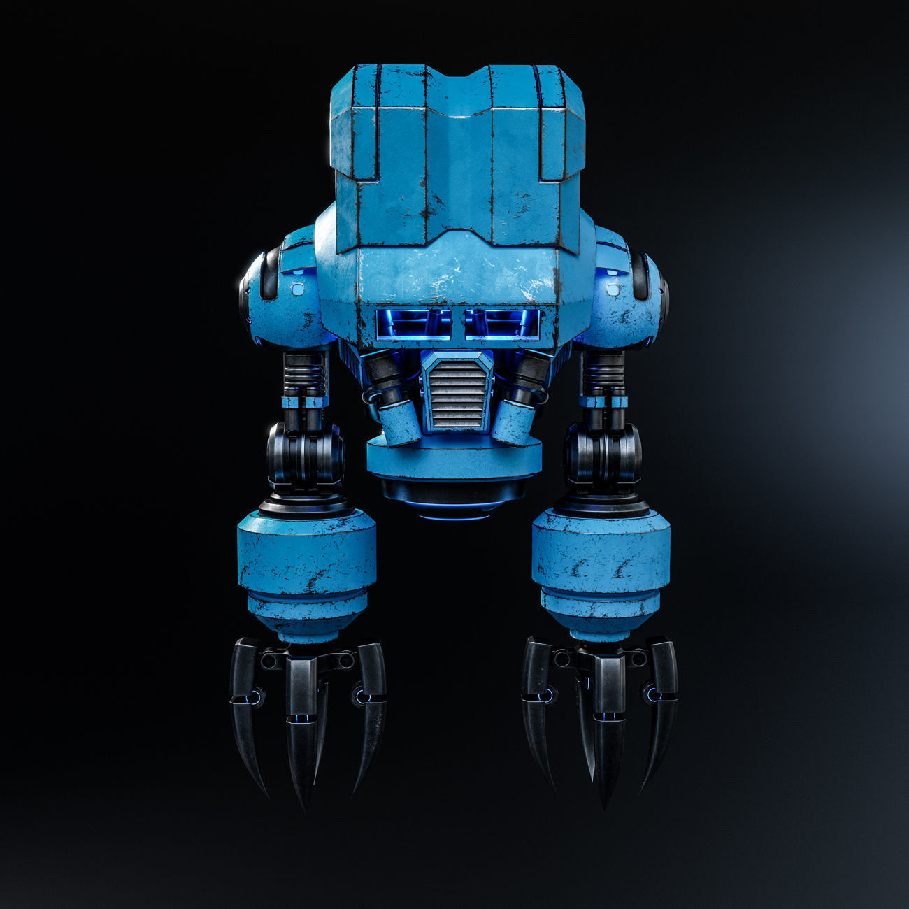 Cute Space Robot Rigged G-58 Blue 3D model_20
