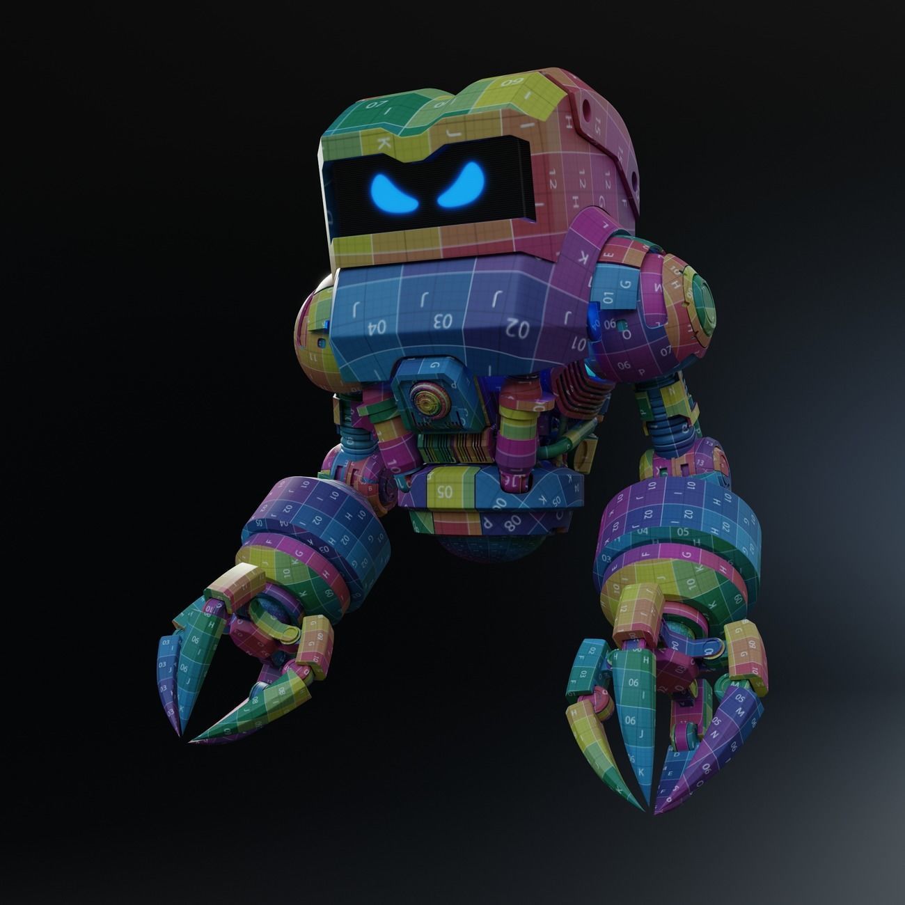 Cute Space Robot Rigged G-58 Blue 3D model_8