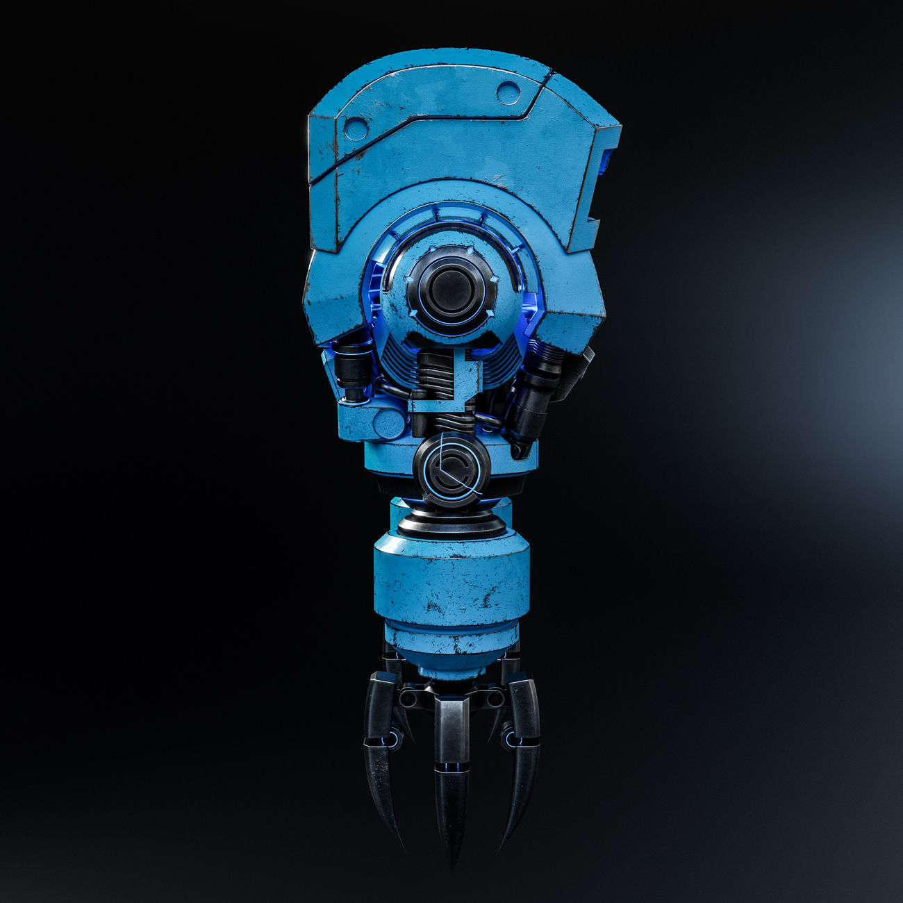 Cute Space Robot Rigged G-58 Blue 3D model_18