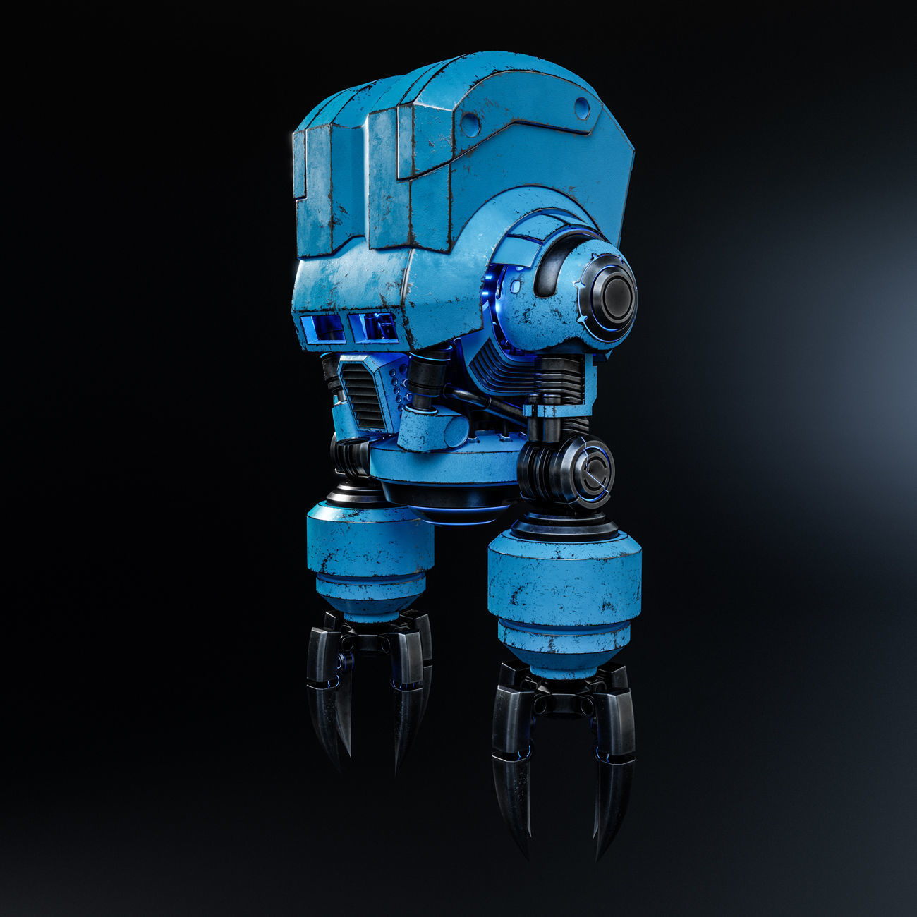 Cute Space Robot Rigged G-58 Blue 3D model_19