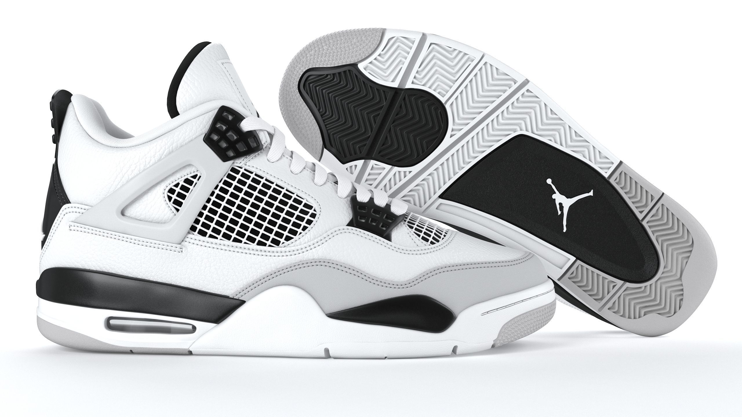 Jordan 4 Retro Military Black PBR 3D model_1
