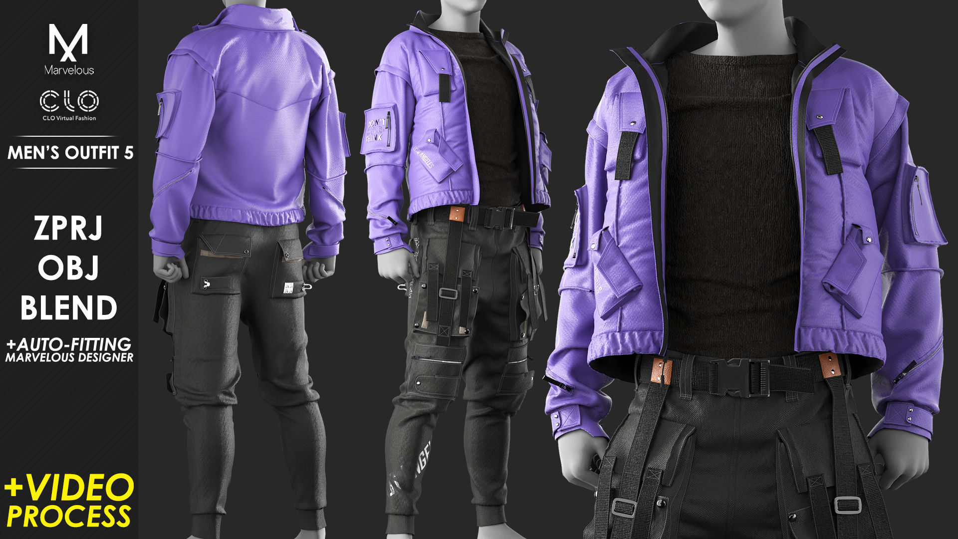 Mens Outfit 5 - Marvelous Designer with Video Process 3D model | CGTrader