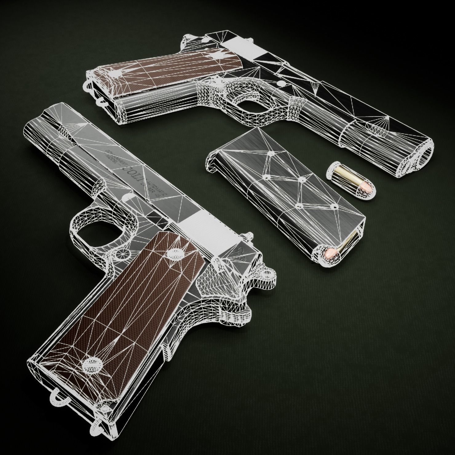 Colt 1911 Low-poly 3D model_4