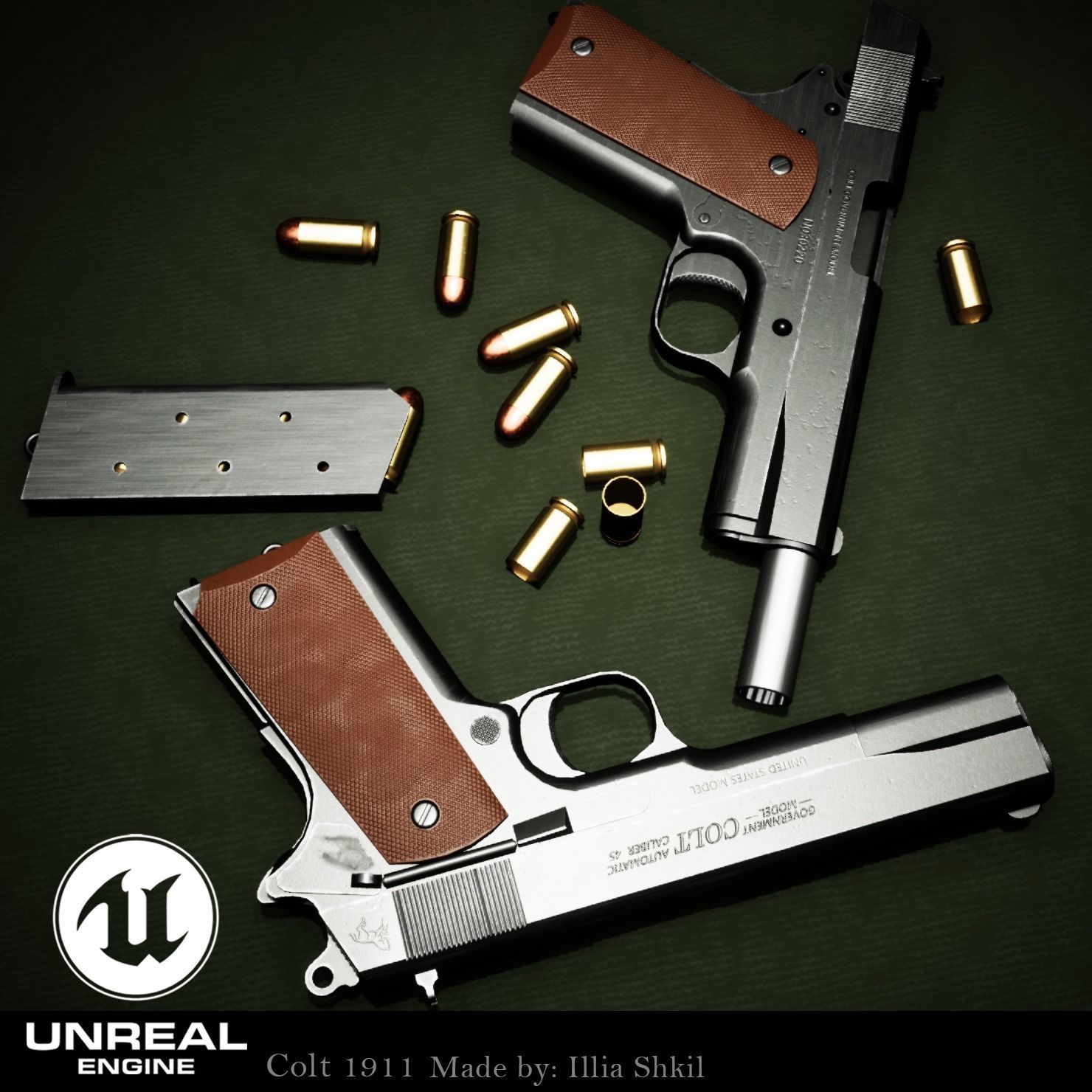 Colt 1911 Low-poly 3D model_1