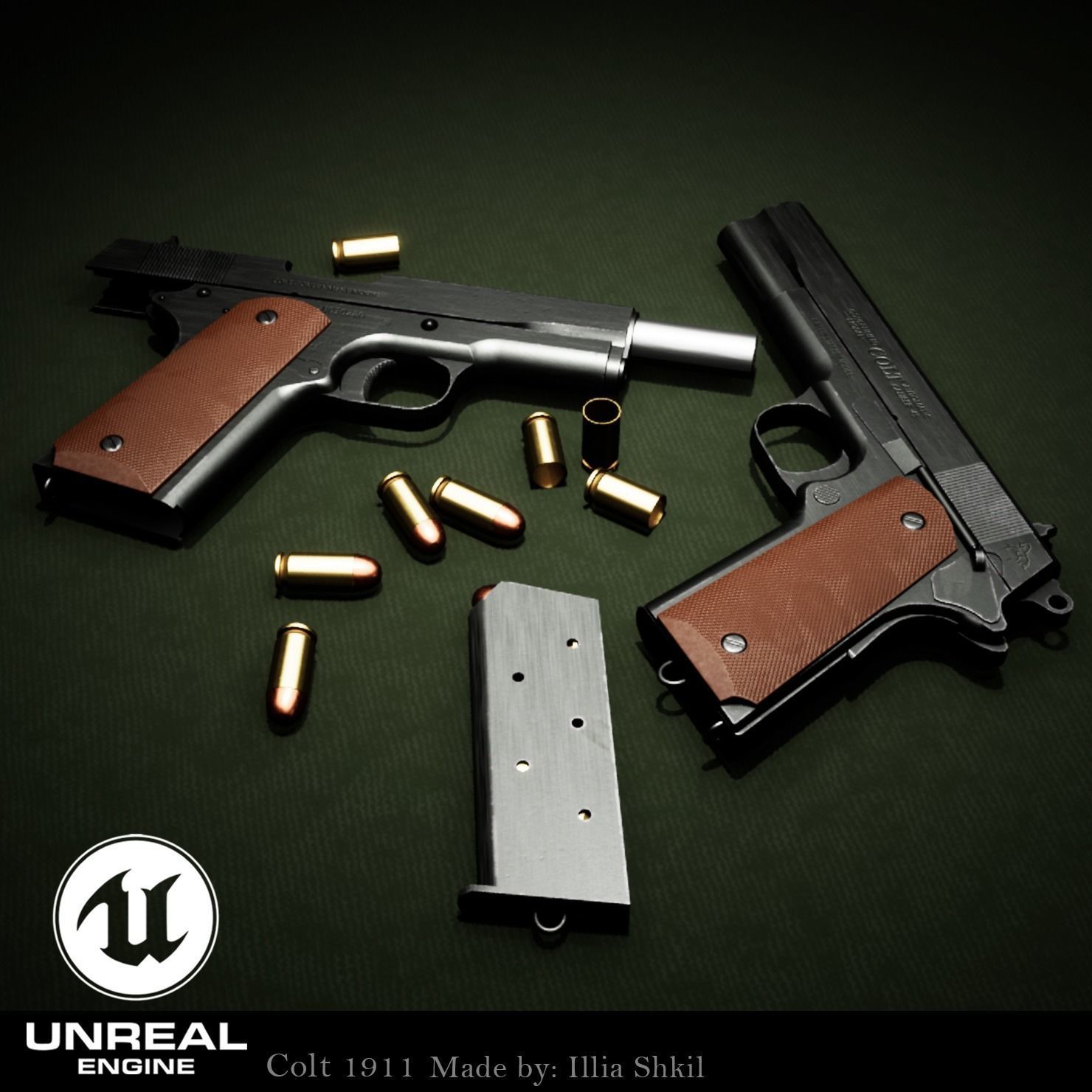 Colt 1911 Low-poly 3D model_3