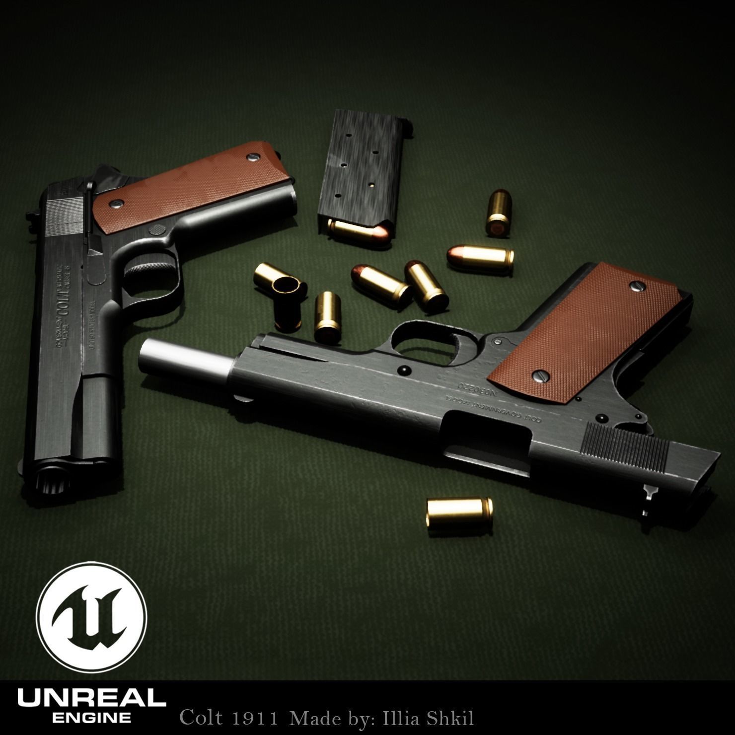 Colt 1911 Low-poly 3D model_2