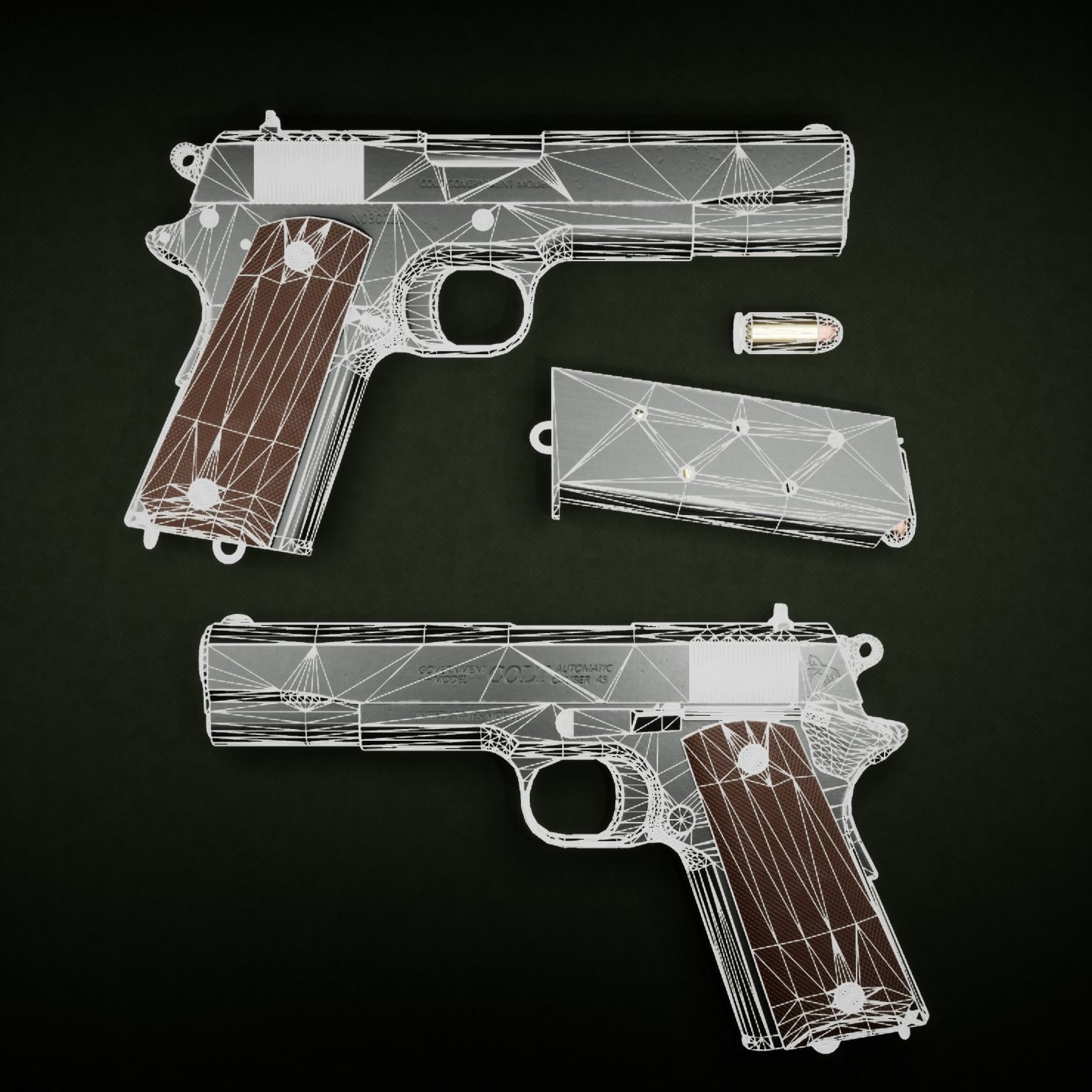 Colt 1911 Low-poly 3D model_5