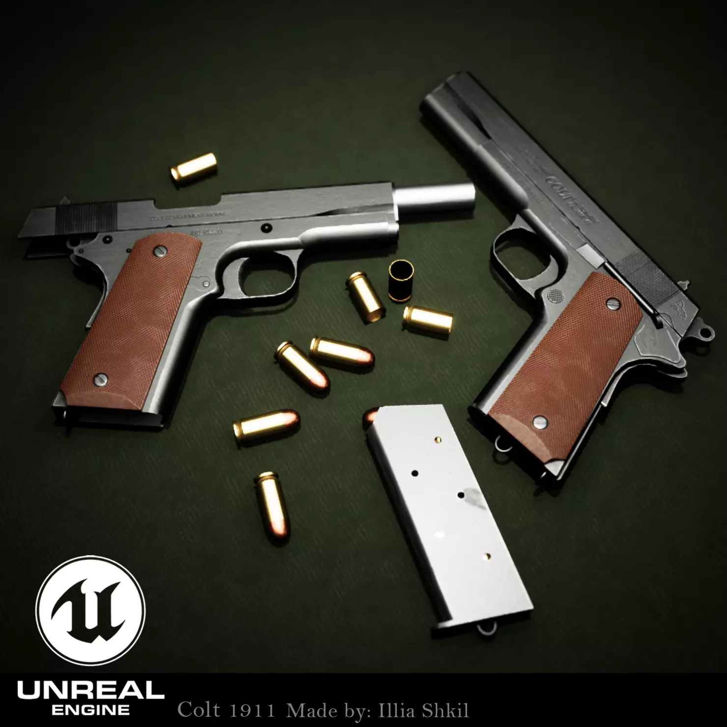 Colt 1911 Low-poly 3D model_0