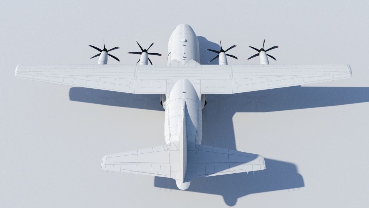 Hercules C-130J Static Blank Low-poly 3D model_4