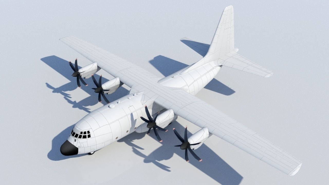 Hercules C-130J Static Blank Low-poly 3D model_1