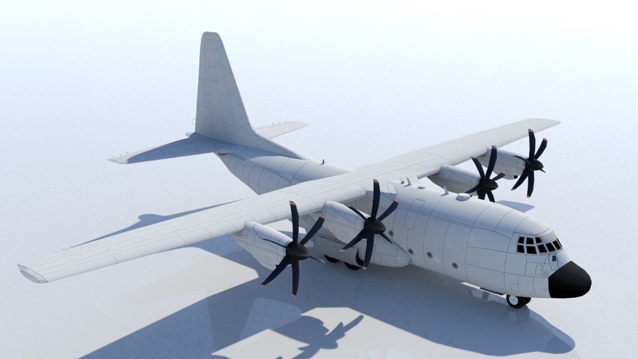Hercules C-130J Static Blank Low-poly 3D model_7
