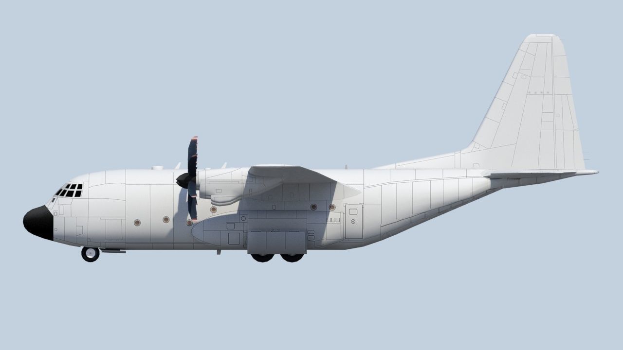 Hercules C-130J Static Blank Low-poly 3D model_10