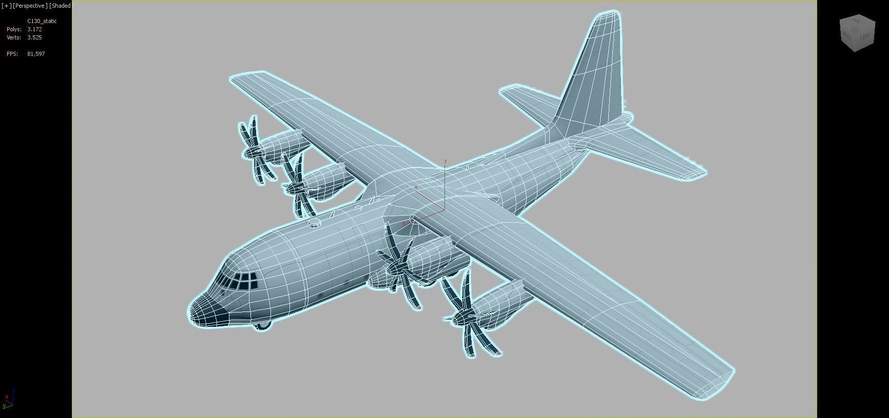 Hercules C-130J Static Blank Low-poly 3D model_12