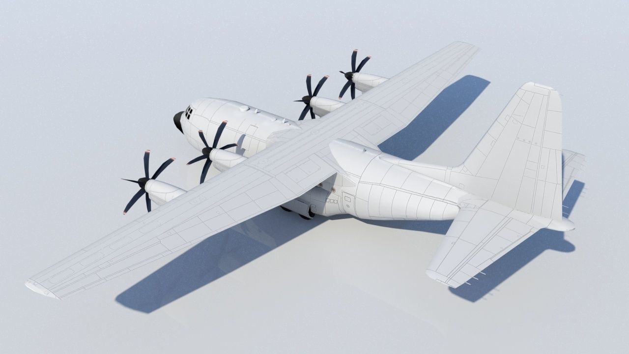 Hercules C-130J Static Blank Low-poly 3D model_3