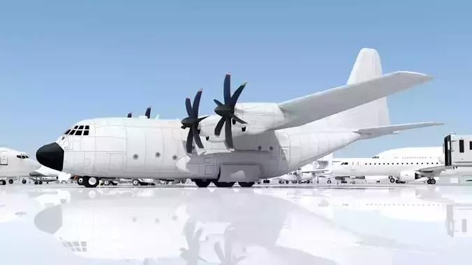Hercules C-130J Static Blank Low-poly 3D model