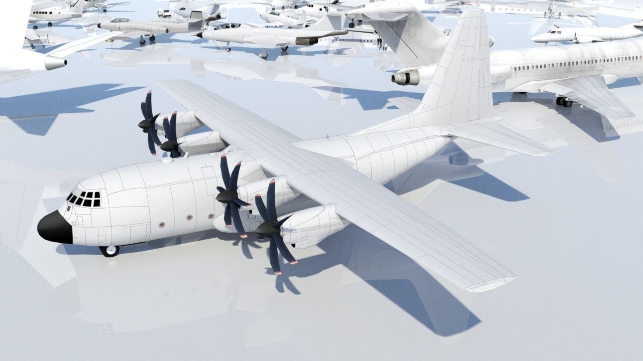 Hercules C-130J Static Blank Low-poly 3D model_13