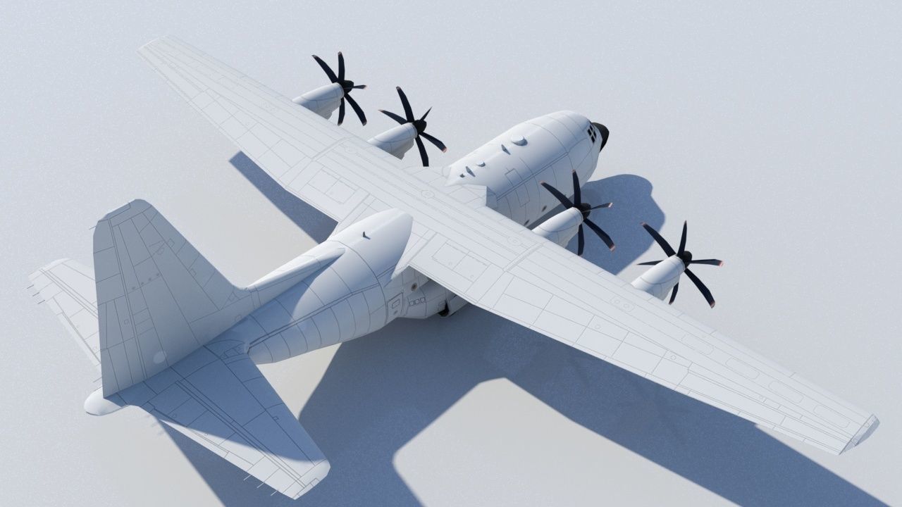 Hercules C-130J Static Blank Low-poly 3D model_5