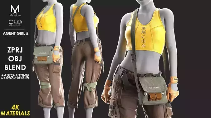 Agent Girl 5  - Marvelous Designer 3D model