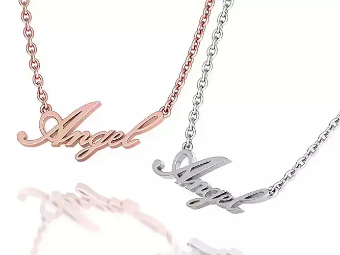 Angel Word Necklace 27mm wide Angel Inscription Necklace 3D print model