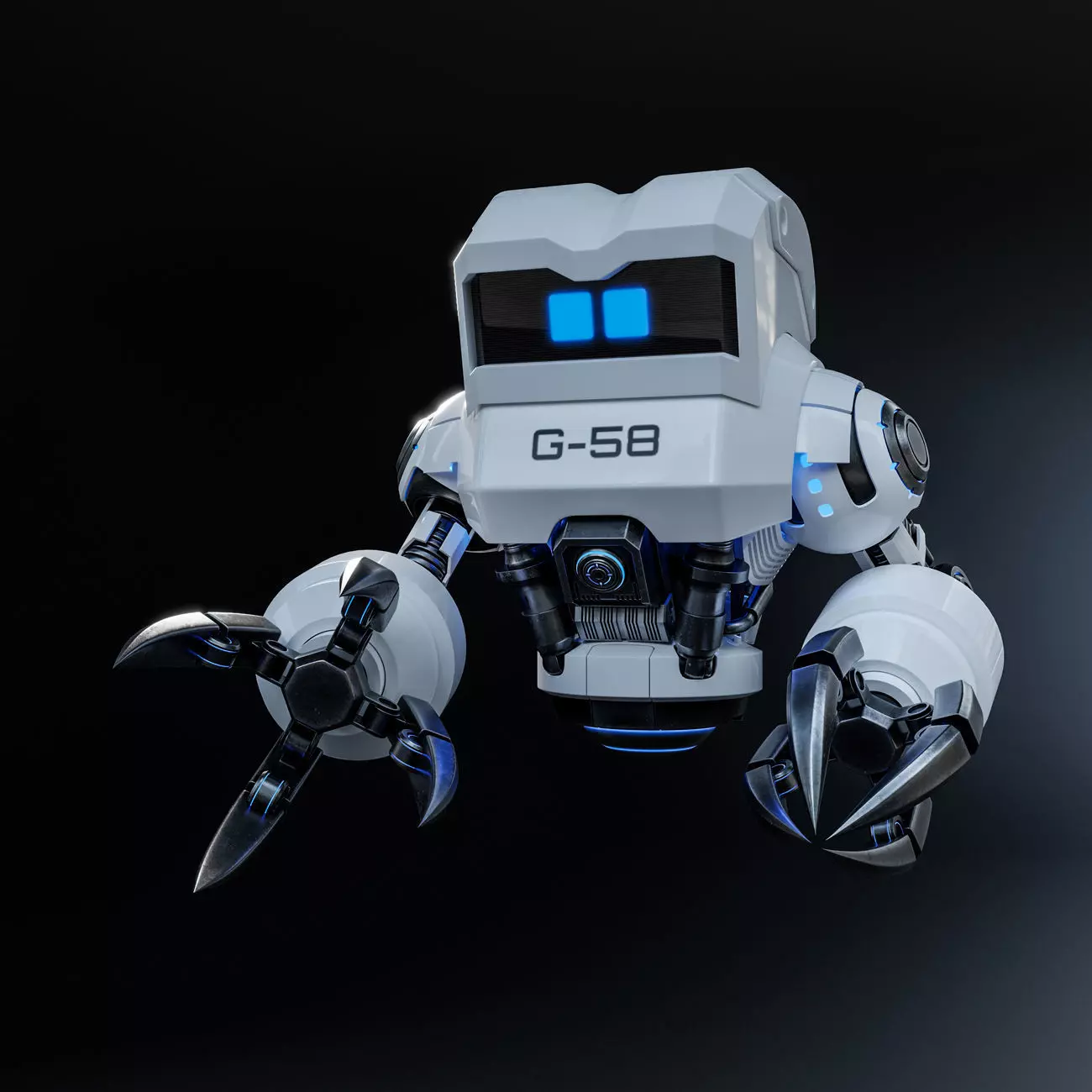 Cute Space Robot Rigged G-58 White 3D model_0