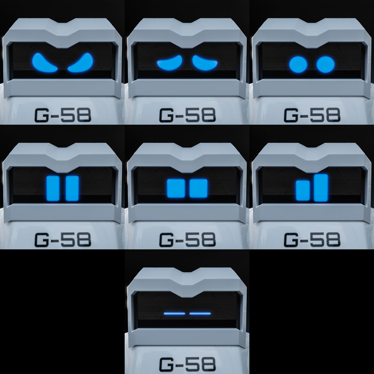 Cute Space Robot Rigged G-58 White 3D model_5