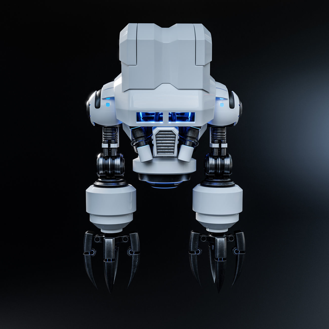 Cute Space Robot Rigged G-58 White 3D model_20
