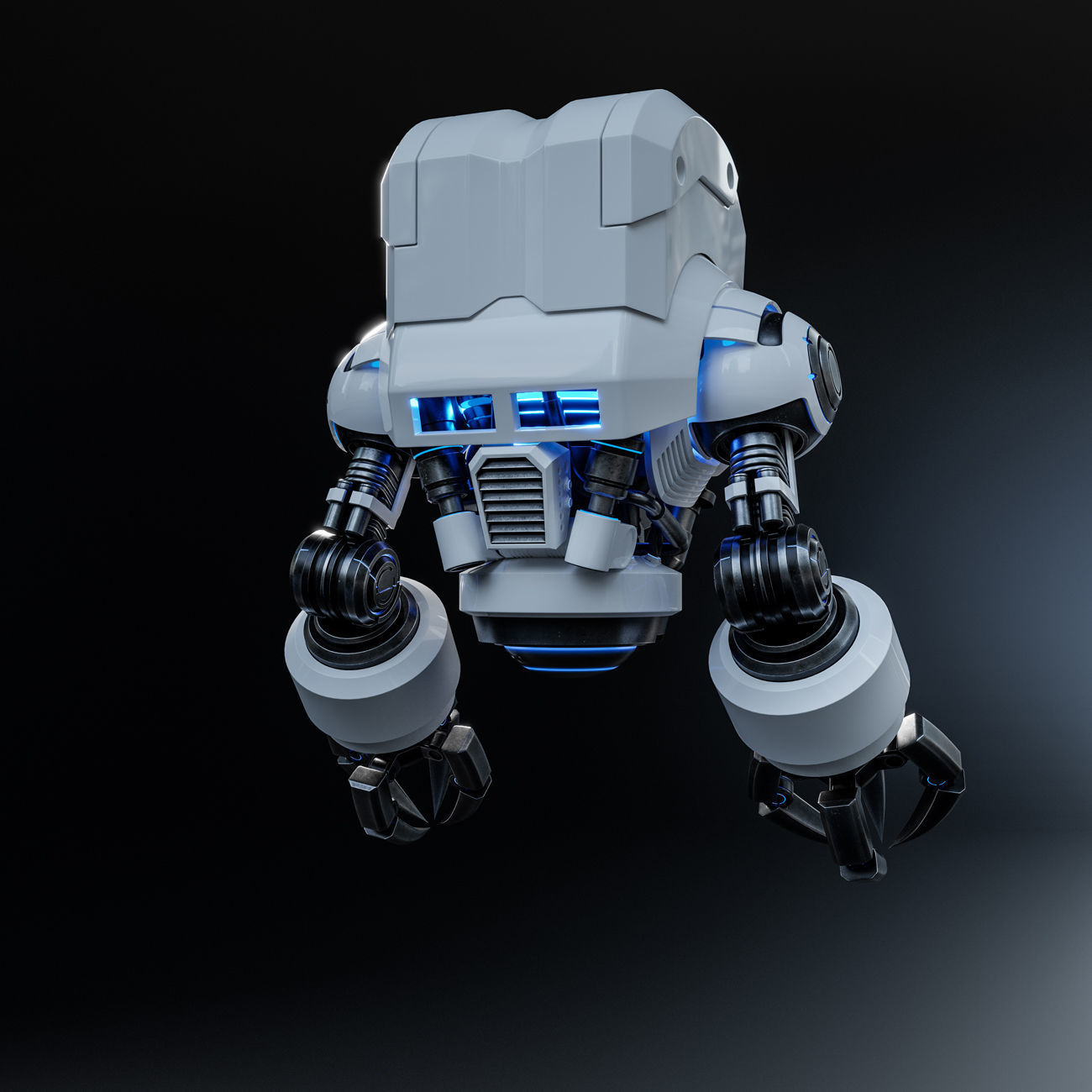 Cute Space Robot Rigged G-58 White 3D model_24