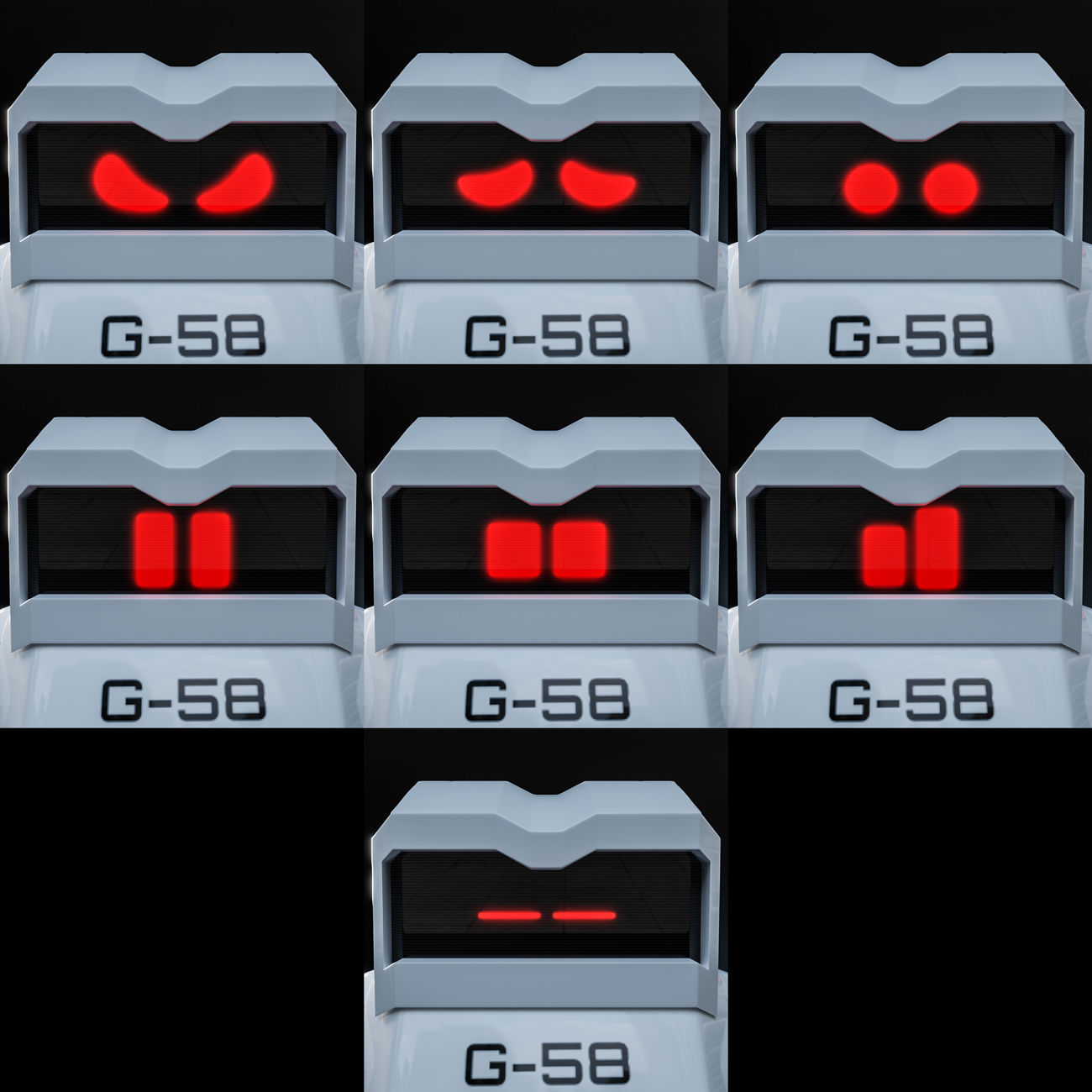 Cute Space Robot Rigged G-58 White 3D model_6