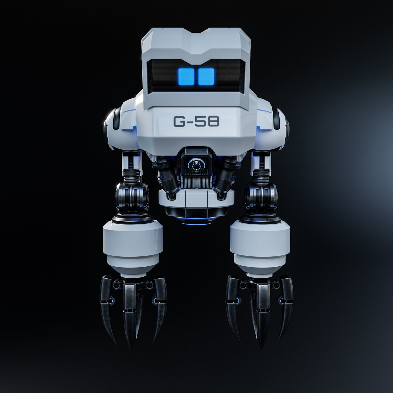 Cute Space Robot Rigged G-58 White 3D model_16