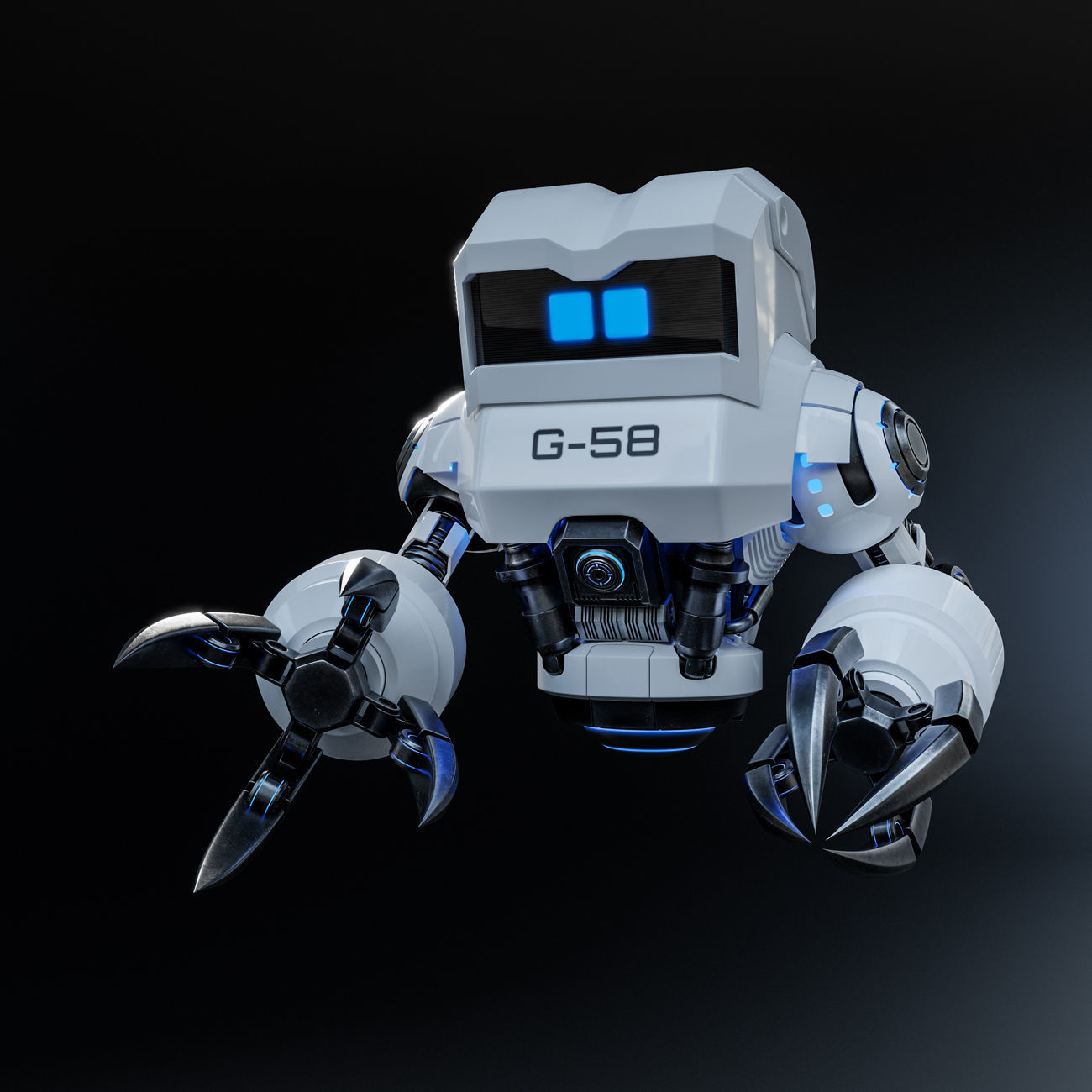 Cute Space Robot Rigged G-58 White 3D model_22