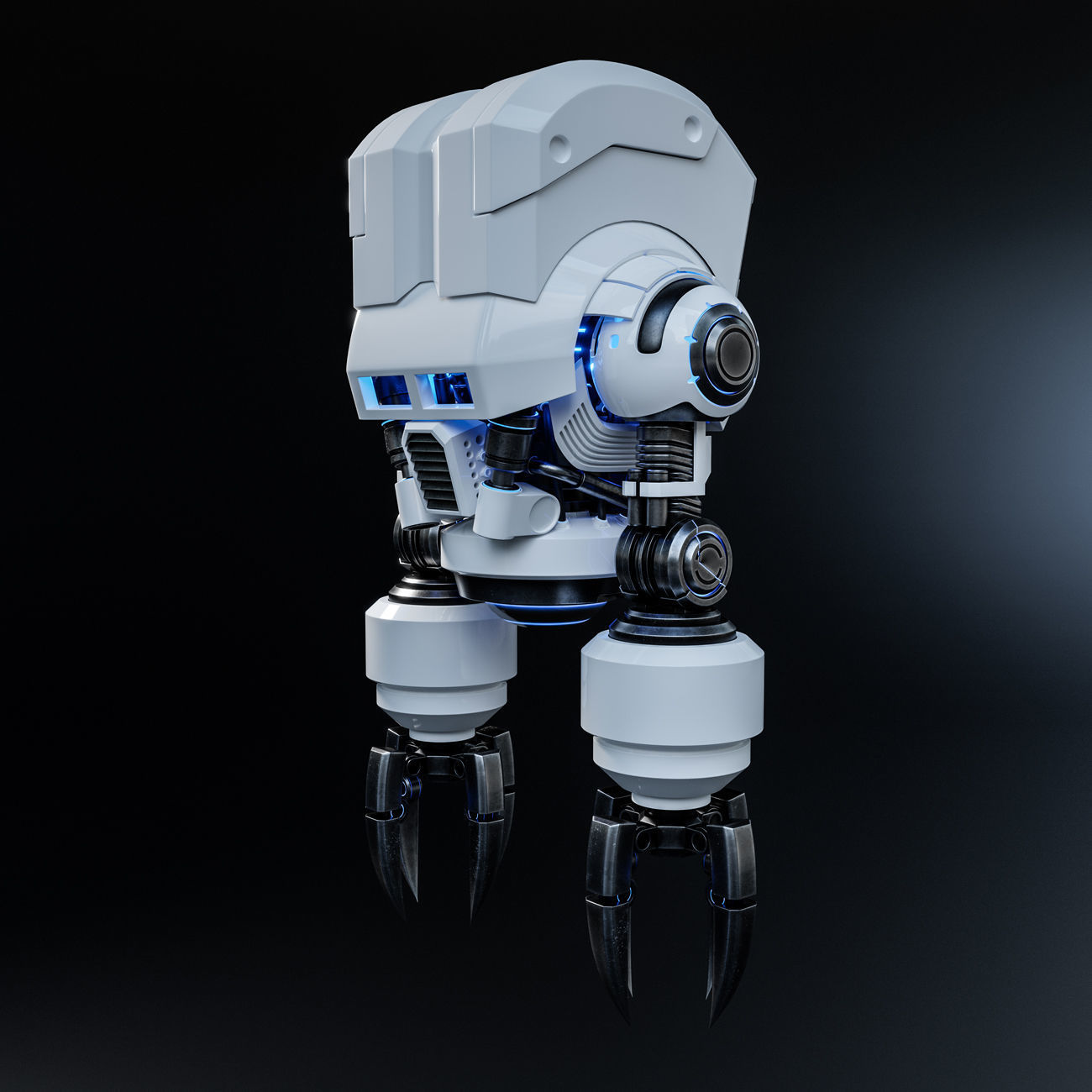 Cute Space Robot Rigged G-58 White 3D model_19