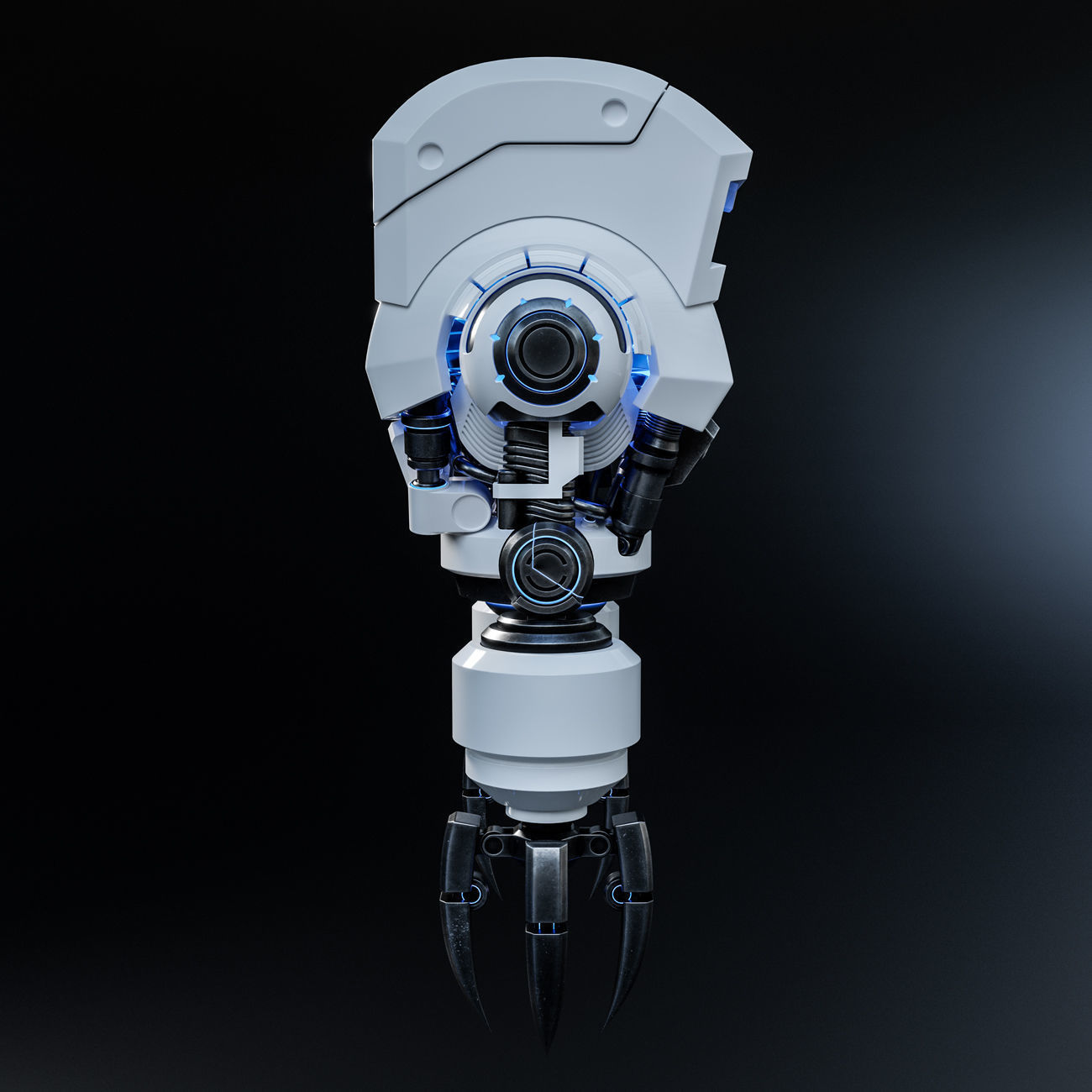 Cute Space Robot Rigged G-58 White 3D model_18
