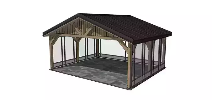 5x6 carport wooden 3D model