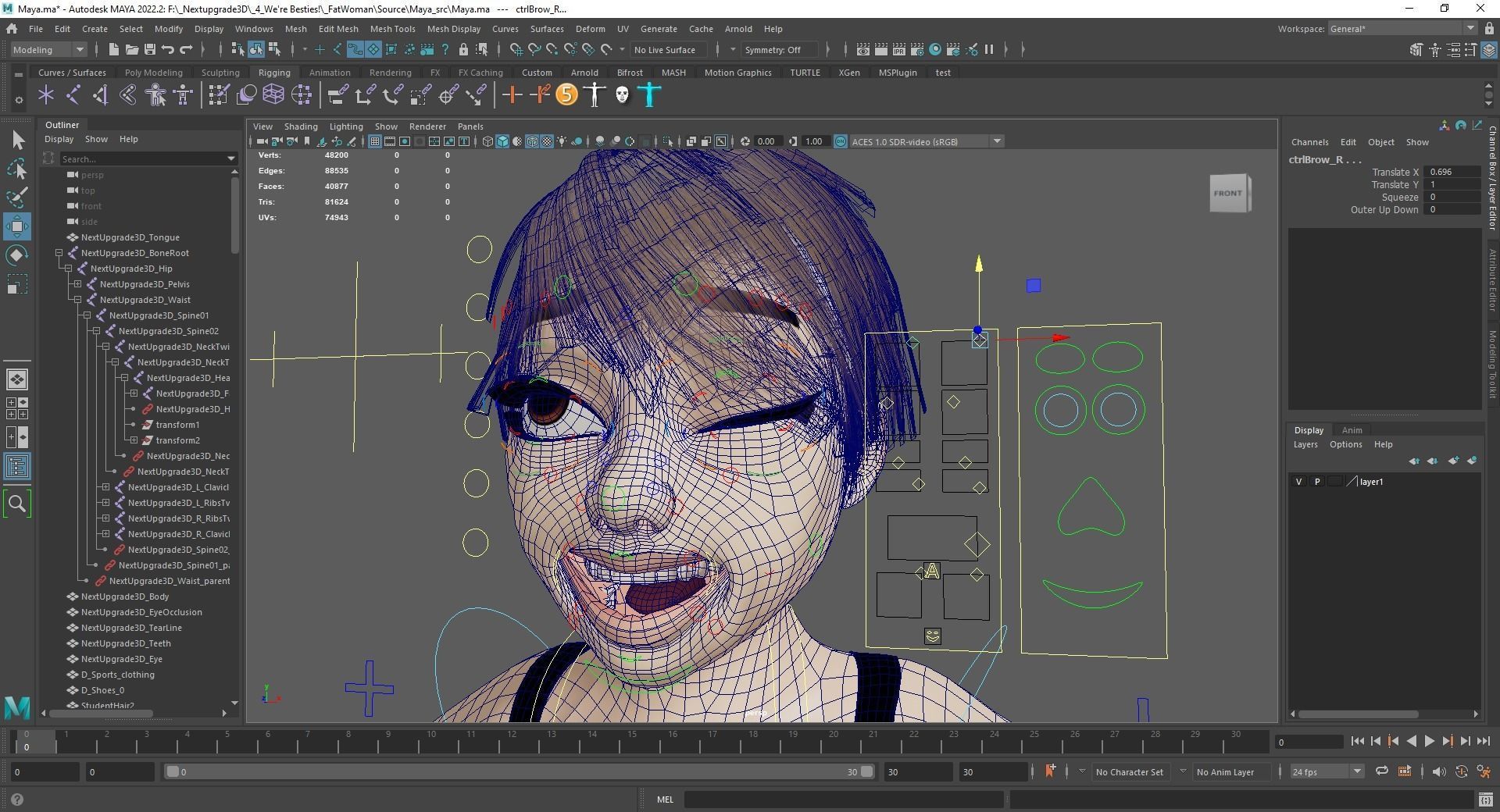 Fat Woman stylized girl cartoon Female Low-poly 3D model_25