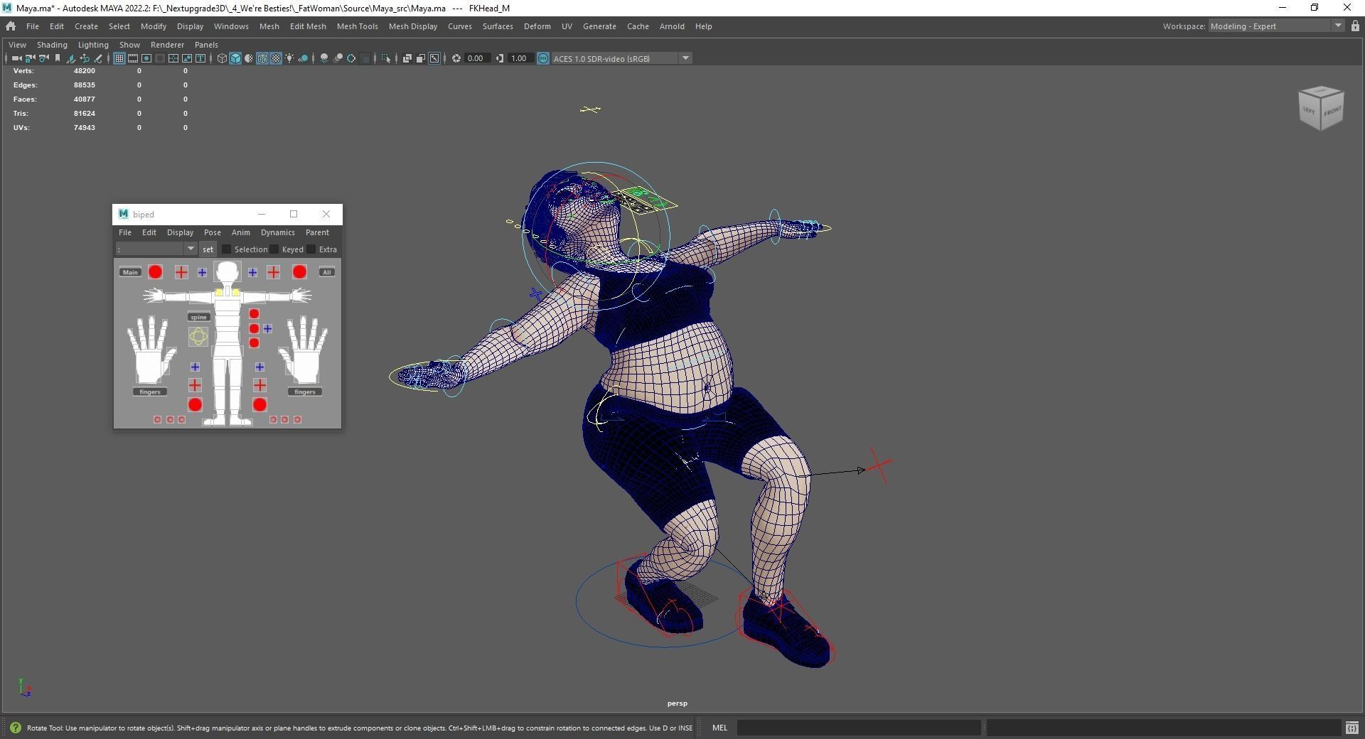 Fat Woman stylized girl cartoon Female Low-poly 3D model_23