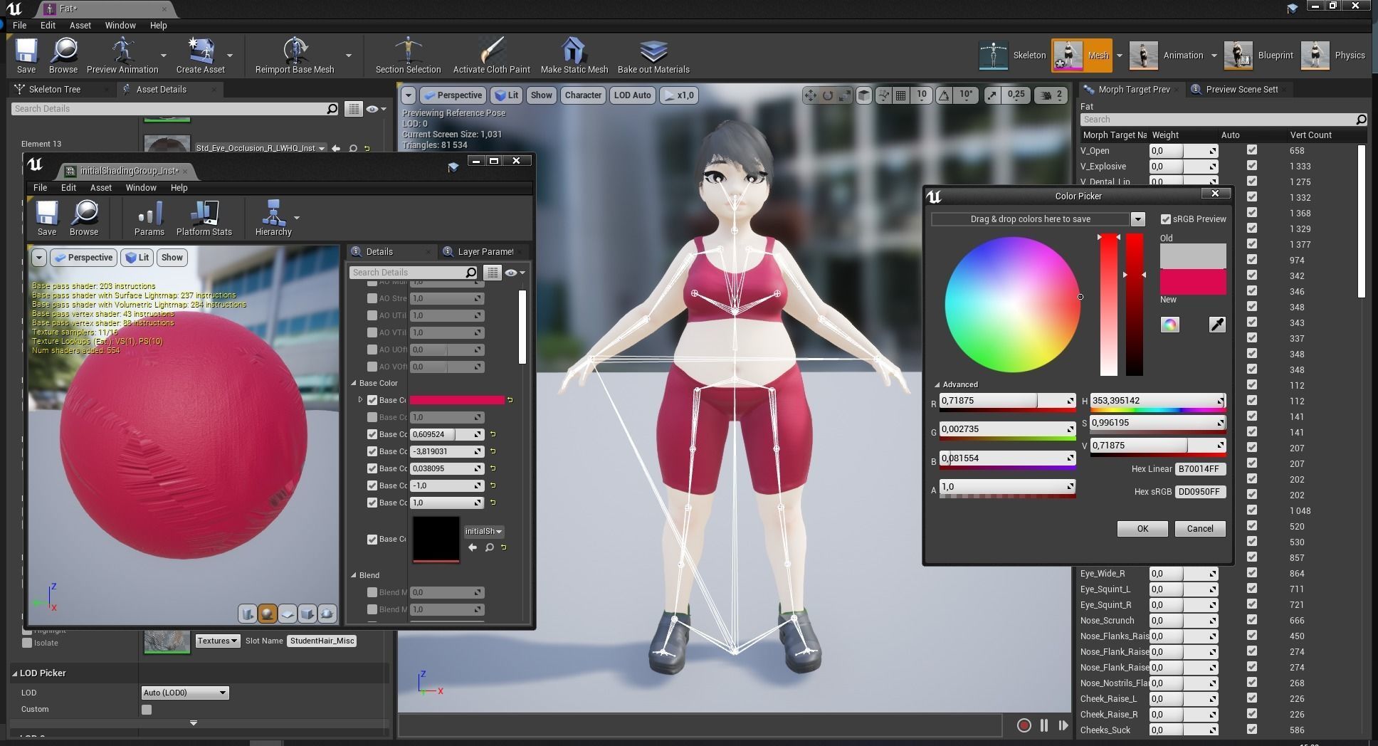 Fat Woman stylized girl cartoon Female Low-poly 3D model_28