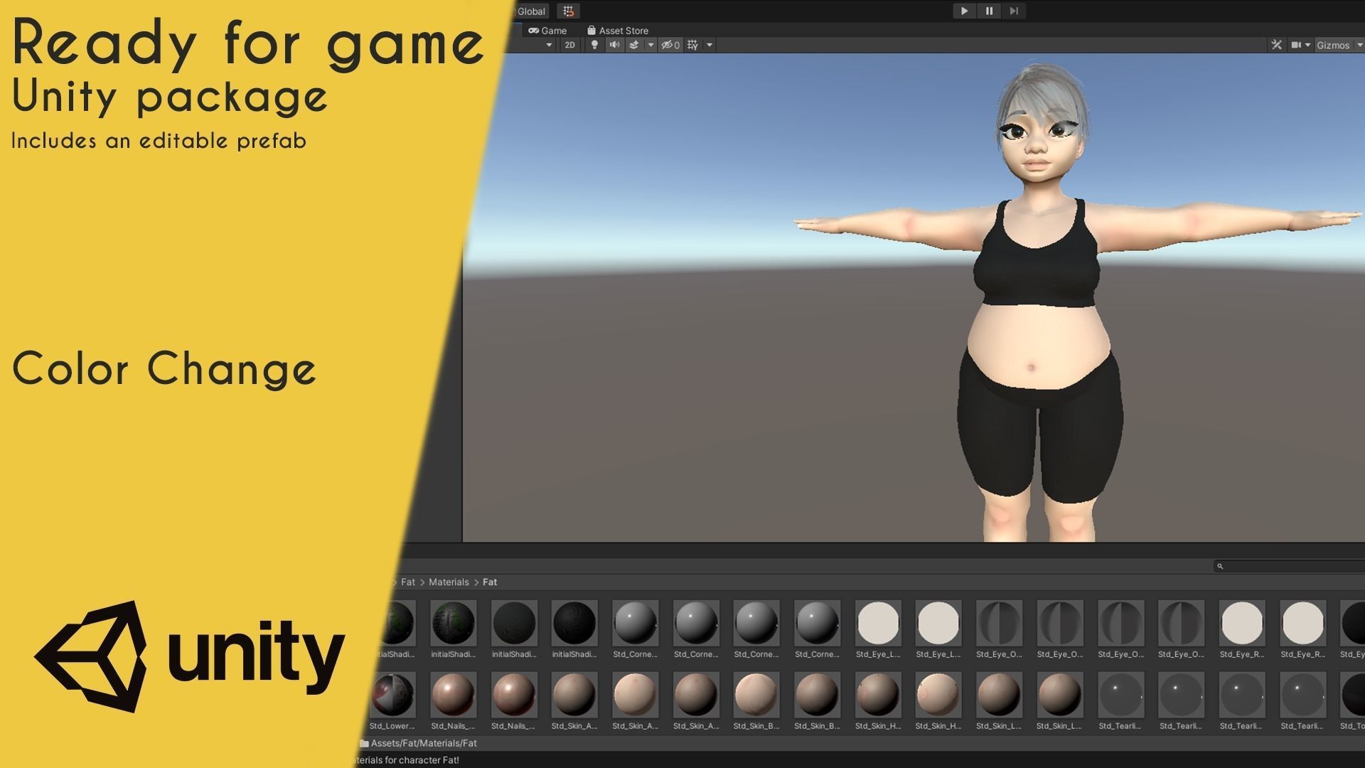 Fat Woman stylized girl cartoon Female Low-poly 3D model_32