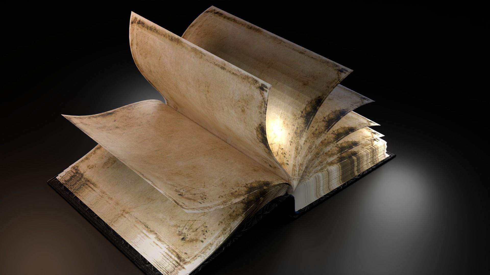 Old book with animation 3D model Low-poly 3D model_10