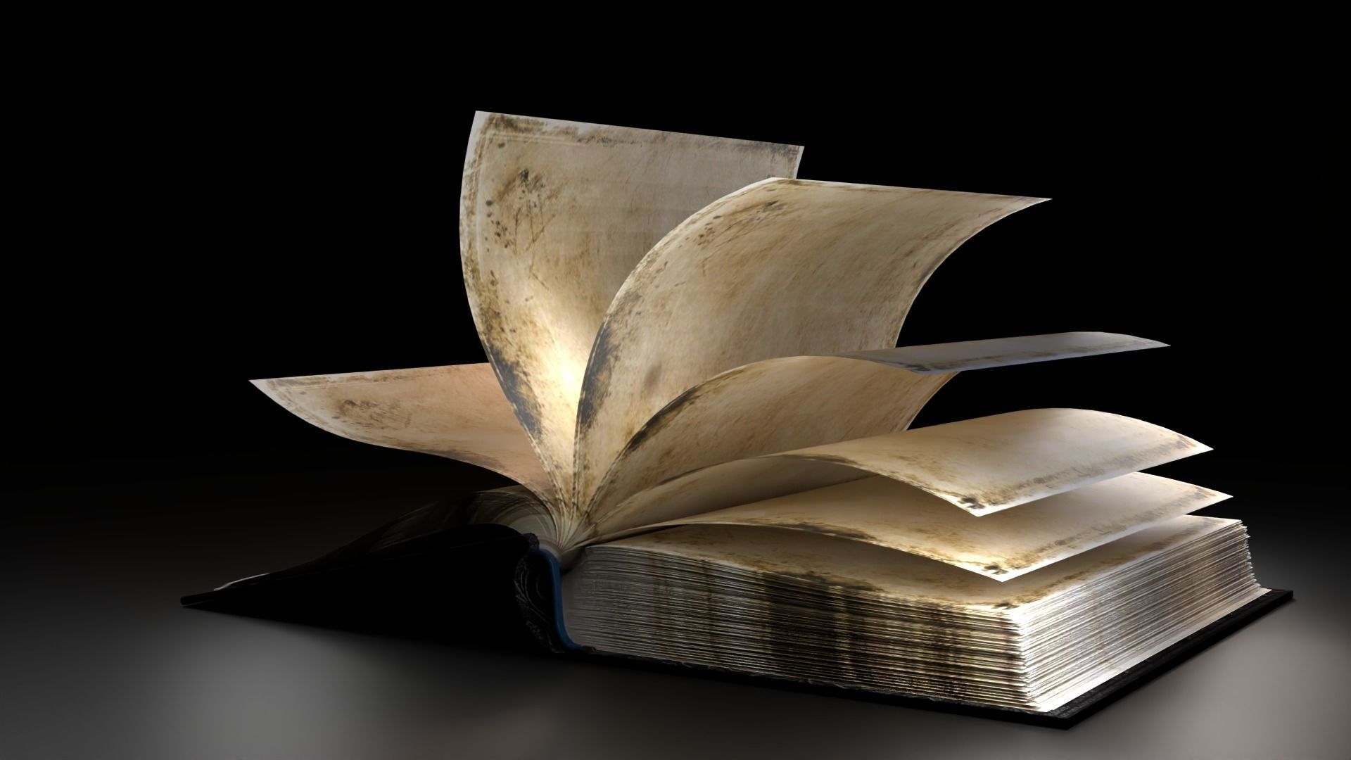 Old book with animation 3D model Low-poly 3D model_9