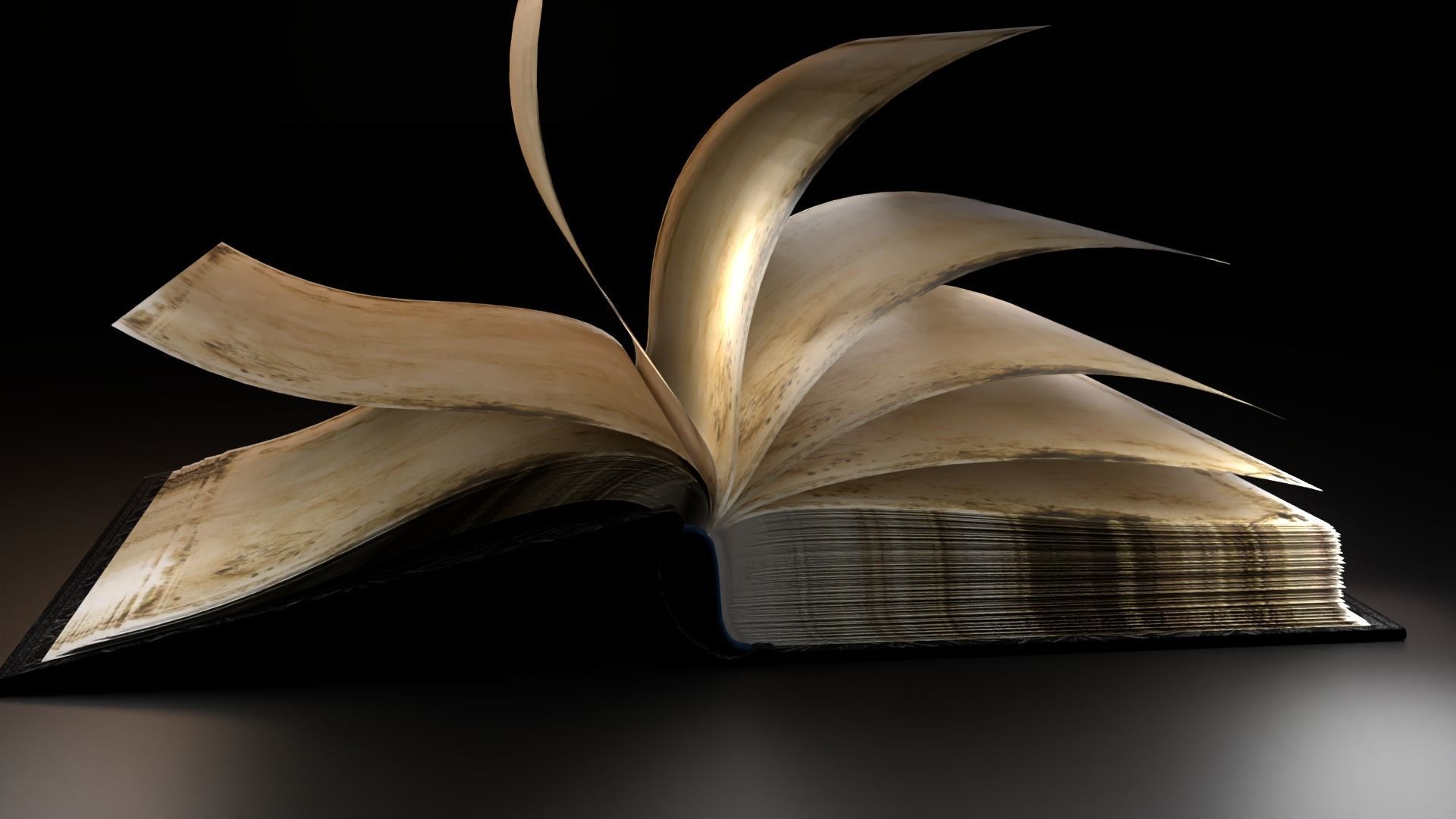 Old book with animation 3D model Low-poly 3D model_12