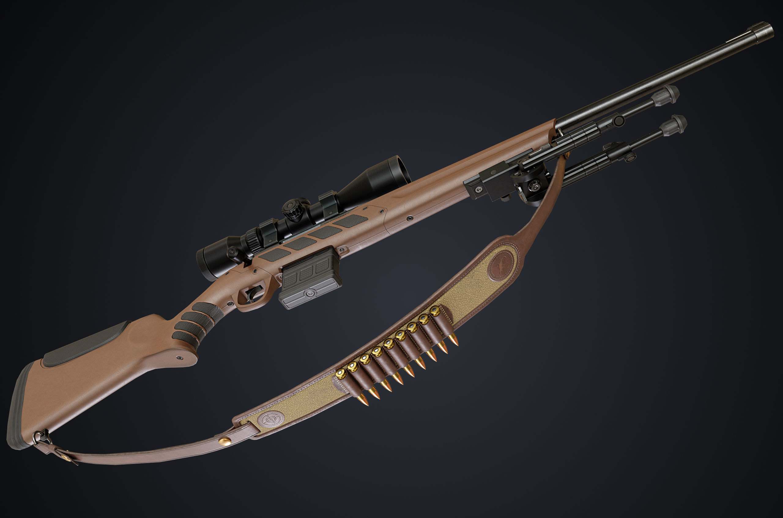 Hunting Rifle GameReady Low-poly 3D model_8