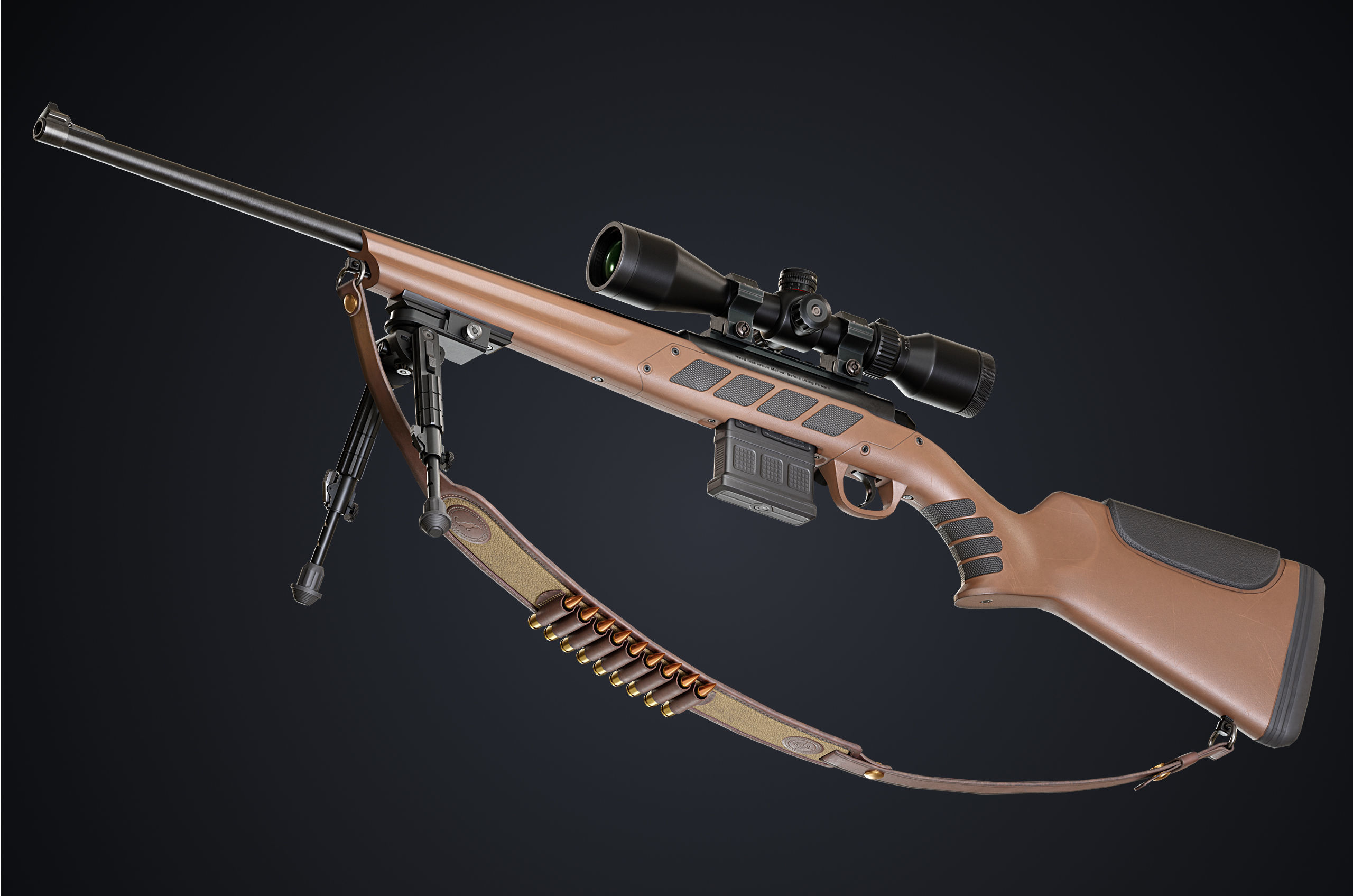 Hunting Rifle GameReady Low-poly 3D model_1