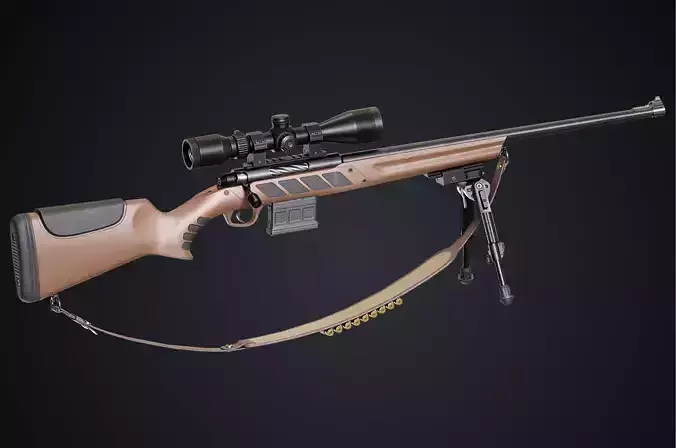Hunting Rifle GameReady Low-poly 3D model