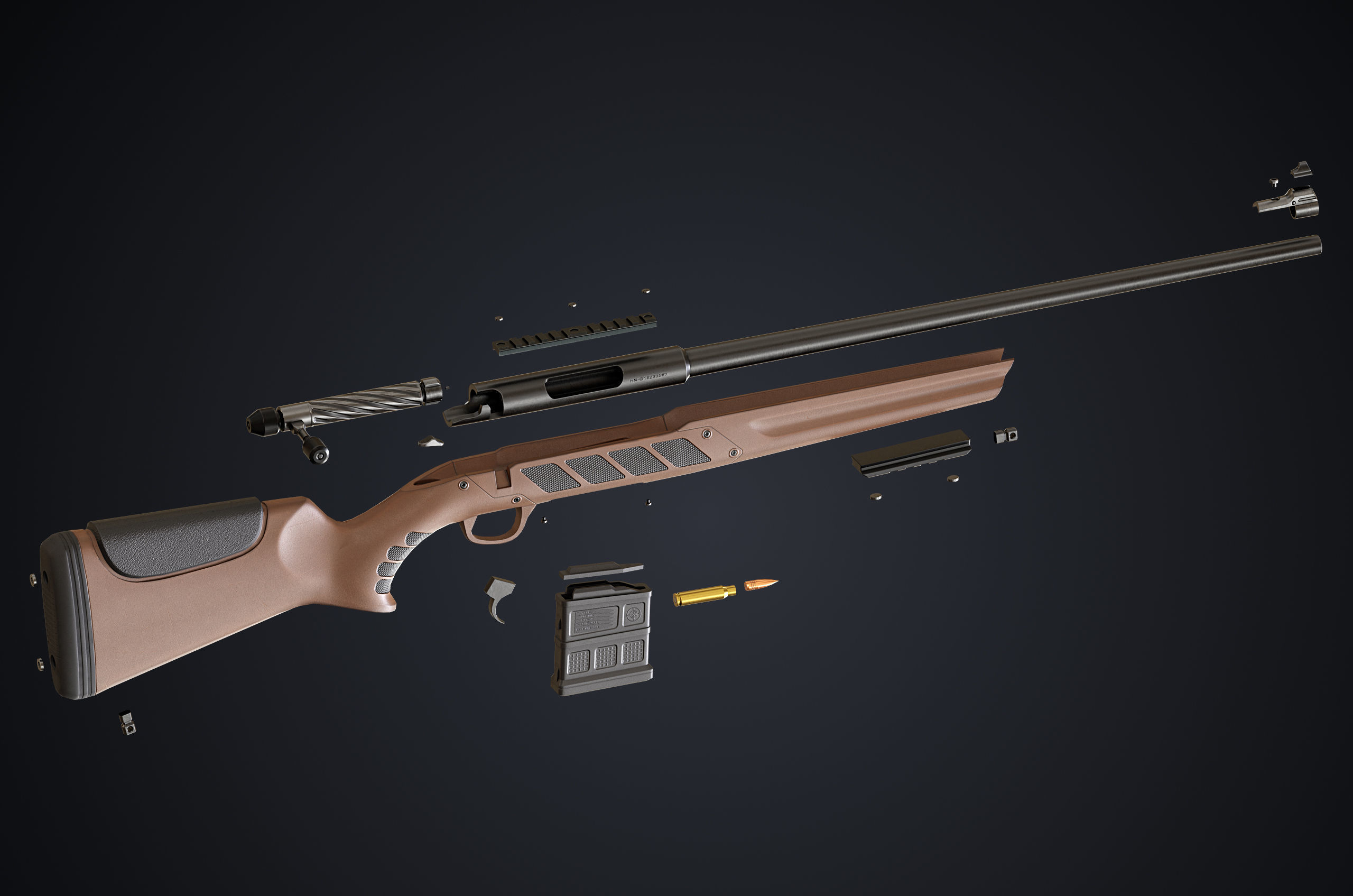 Hunting Rifle GameReady Low-poly 3D model_9