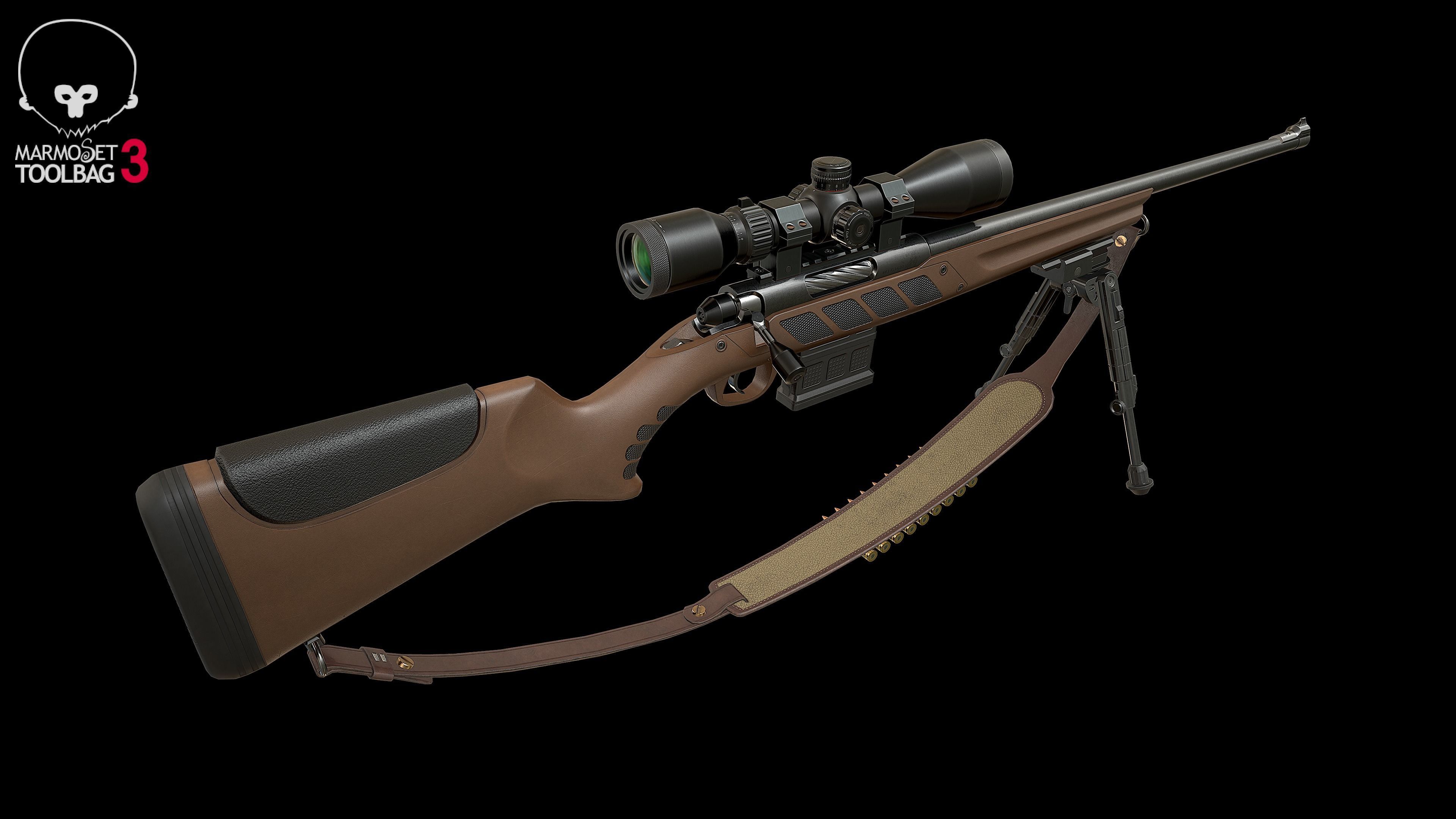 Hunting Rifle GameReady Low-poly 3D model_16