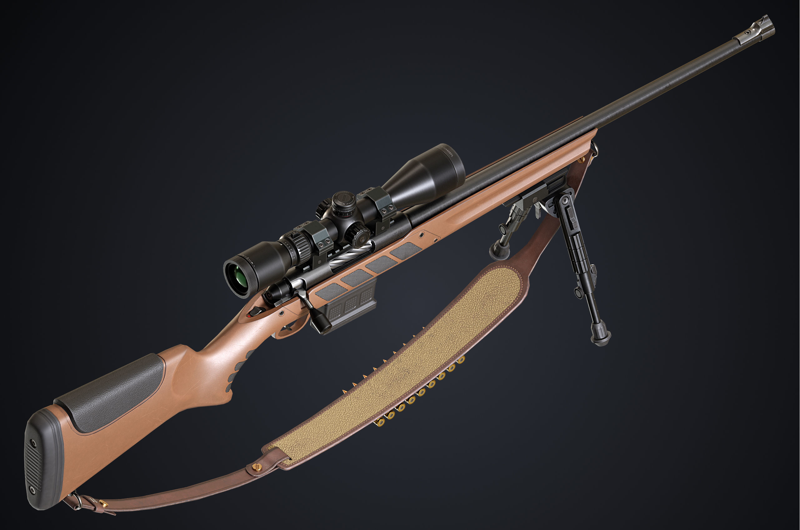Hunting Rifle GameReady Low-poly 3D model_2