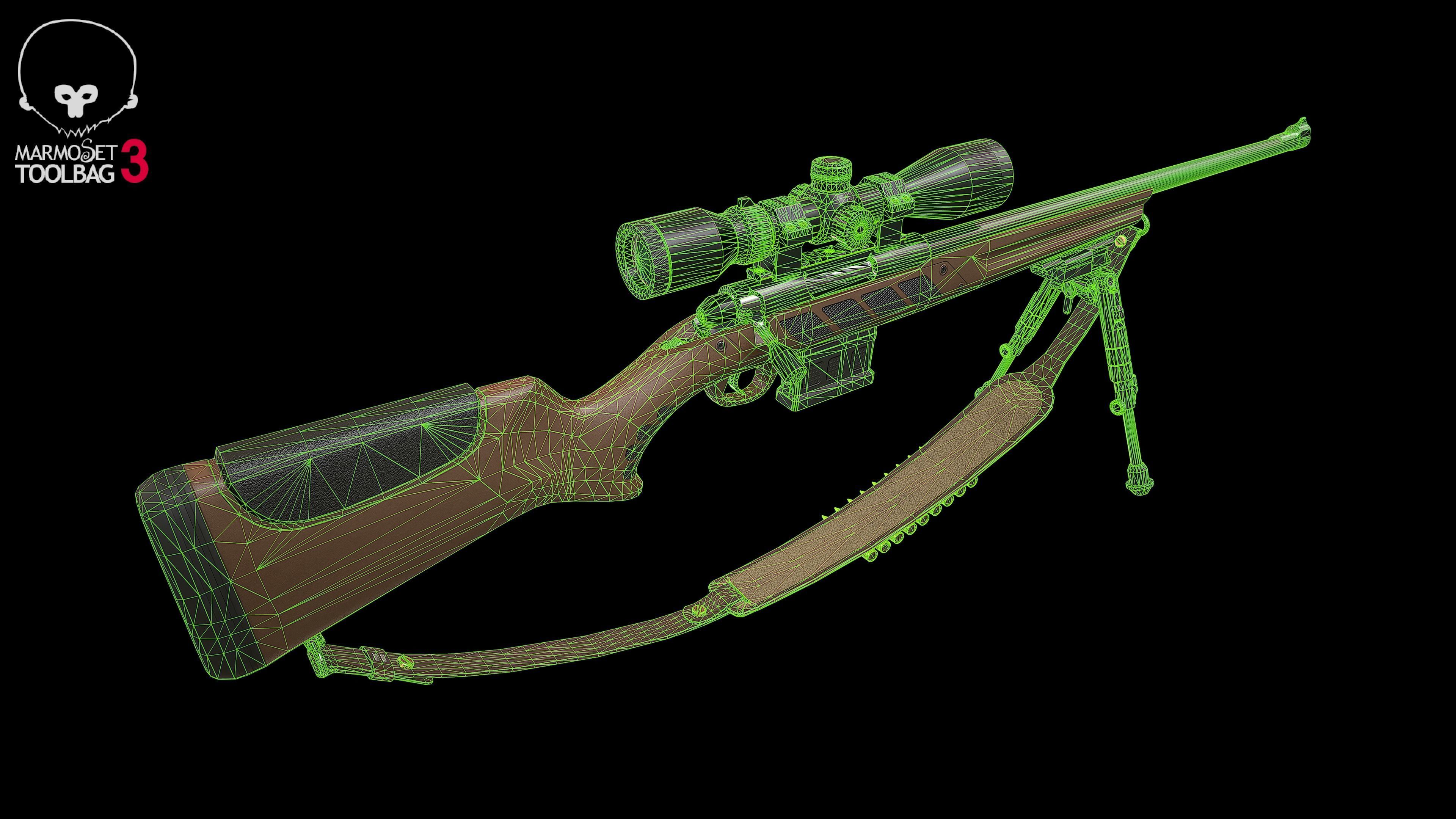 Hunting Rifle GameReady Low-poly 3D model_17