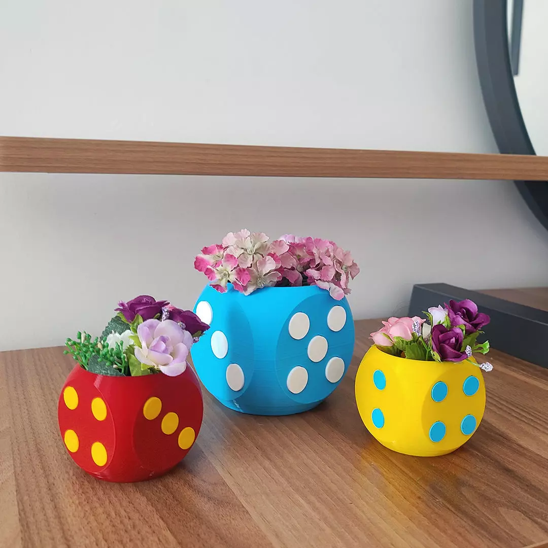 DICE FLOWER VASE 3D print model_0