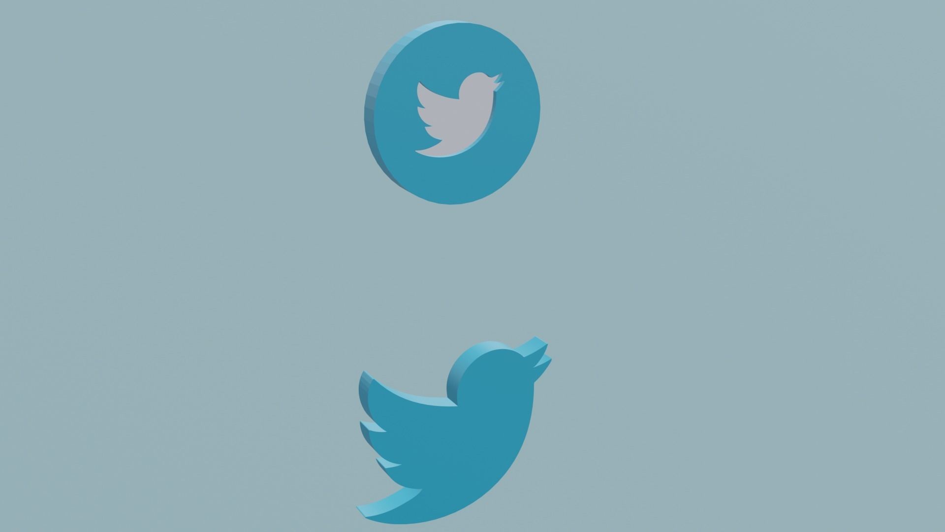 7 Social Media Icon in two types Low-poly 3D model_5